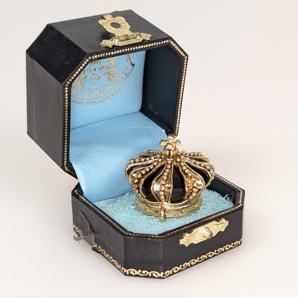 Juicy Couture Jewelry - Vtg Y2K Juicy Couture Ruby Red Gold Crown Charm Pendant Box 2004 YJRU0001